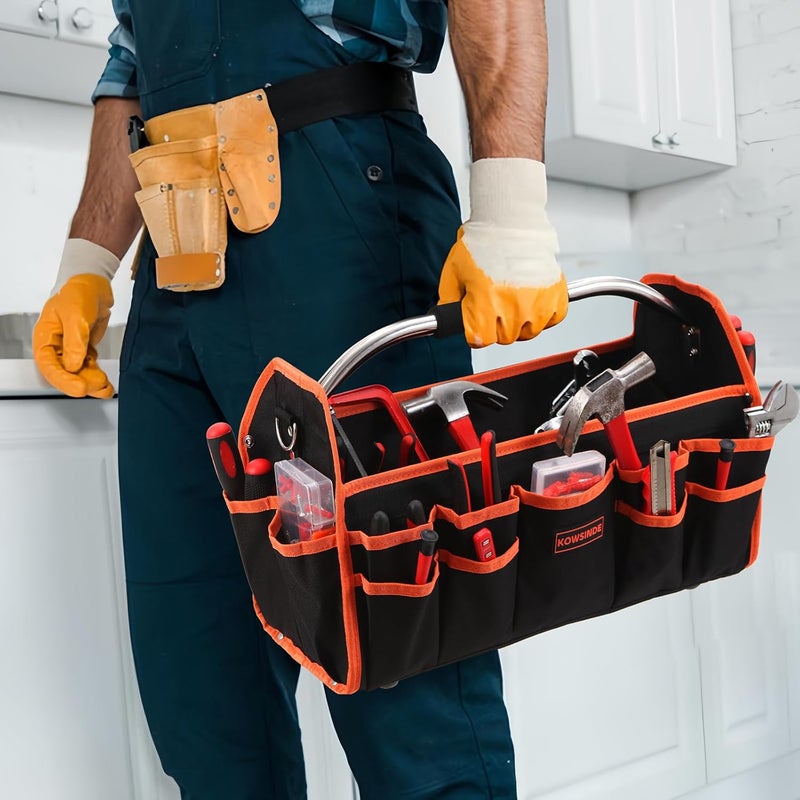 KOWSINDE 16 Inch Tool Bag, Electrician Tool Bag, Open Top Tool Bags, 26 Pockets Can Hold Many Tools, Steel Handle and Removable Shoulder Strap - Image 5